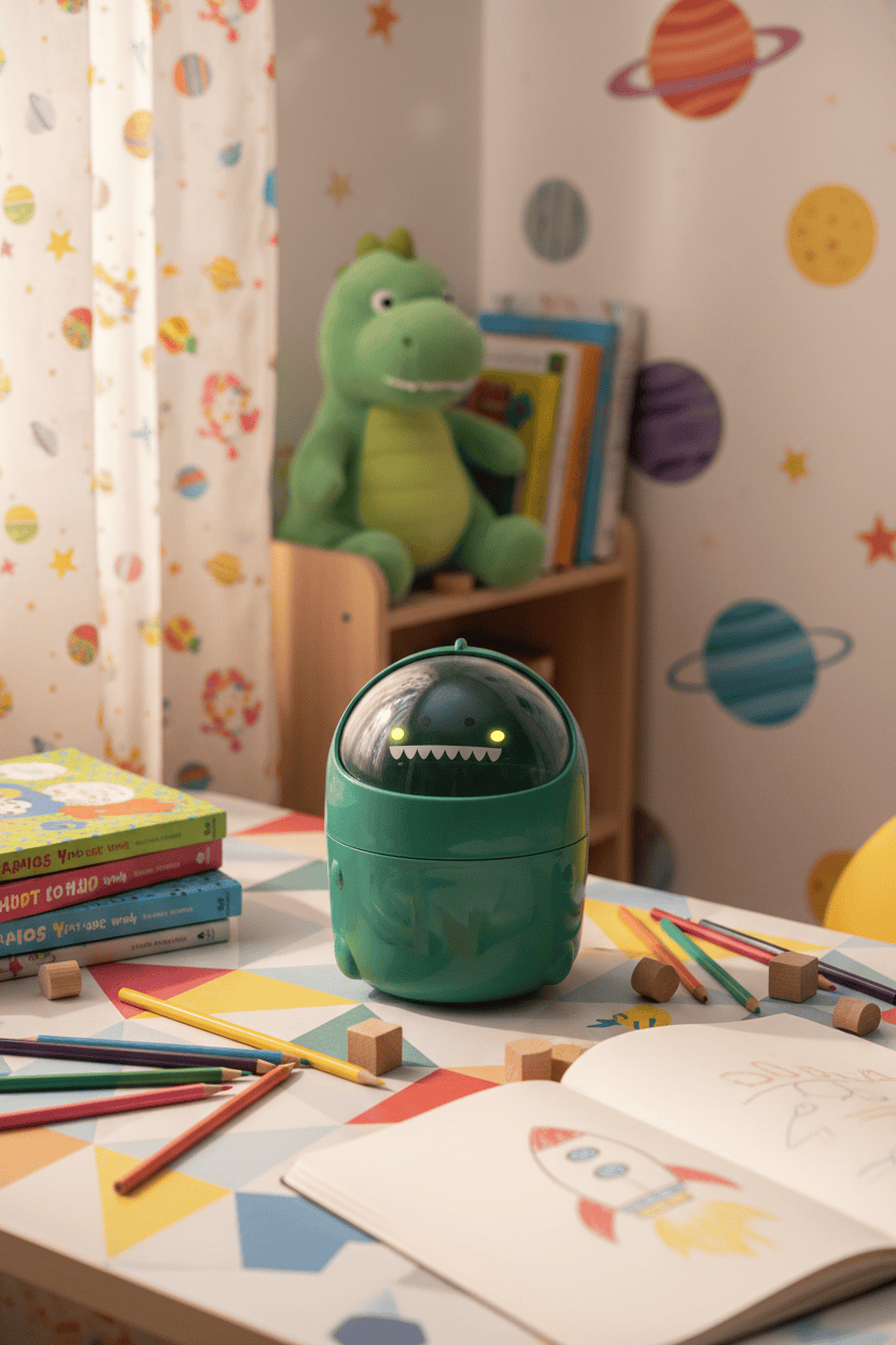 Mini poubelle dinosaure CosmoBin verte