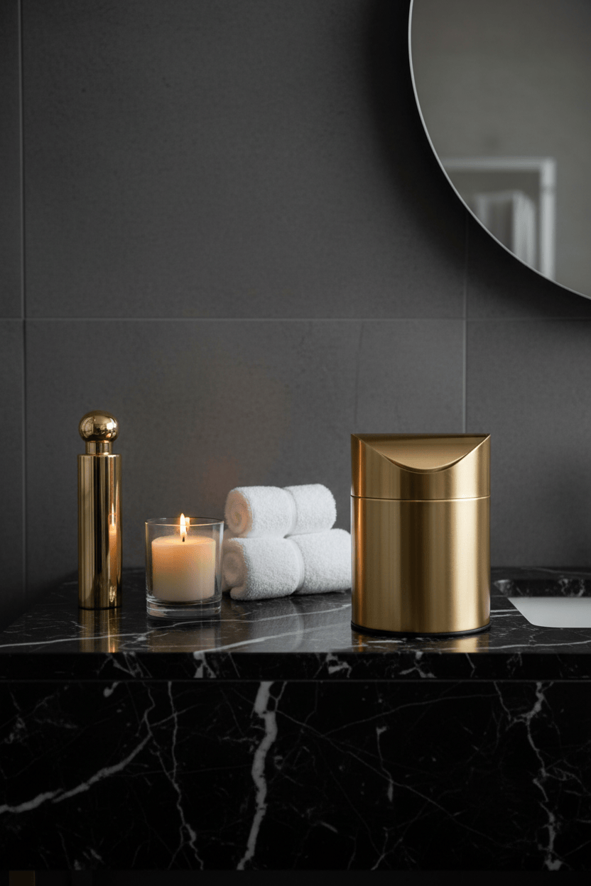 Poubelle d'Or – aperçu de la finition dorée