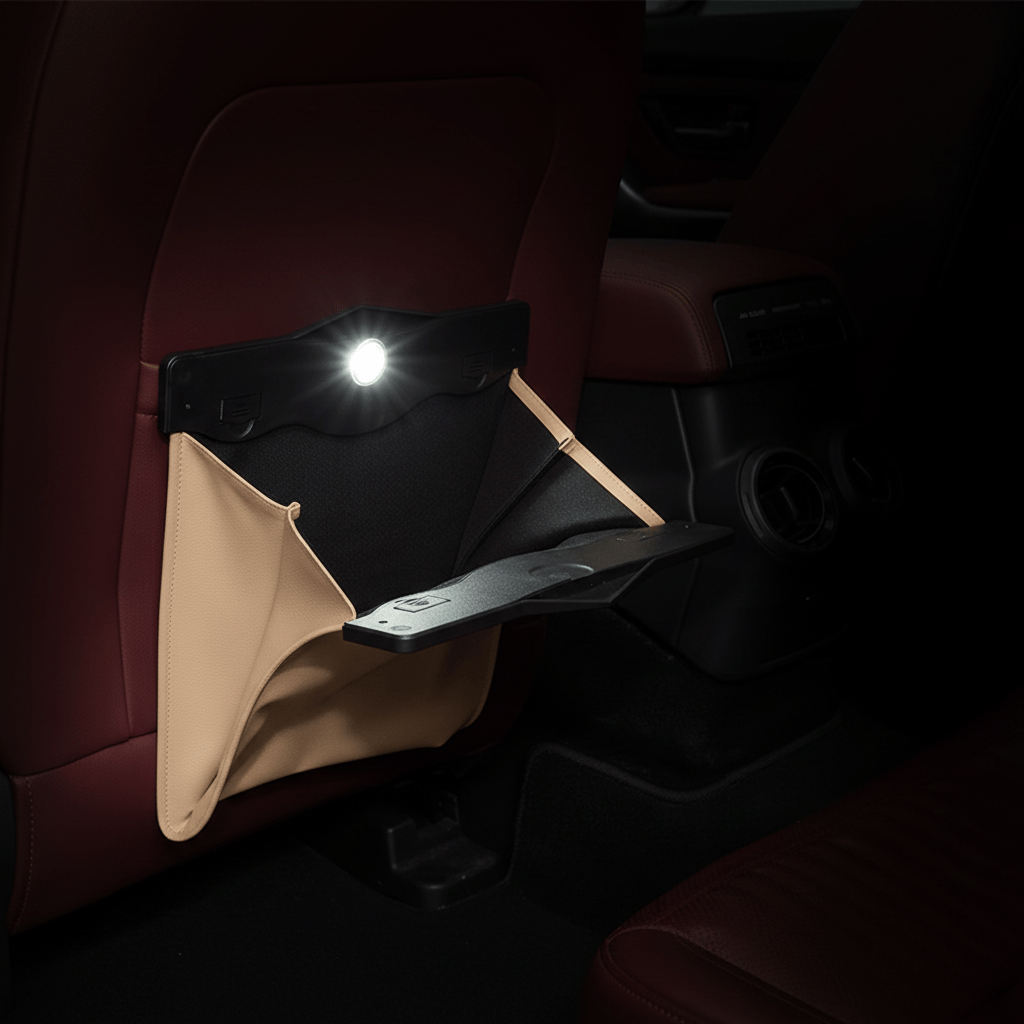 Poubelle Voiture DriveFold Cuir PU LED – Fermeture Magnétique | Poubelle Factory
